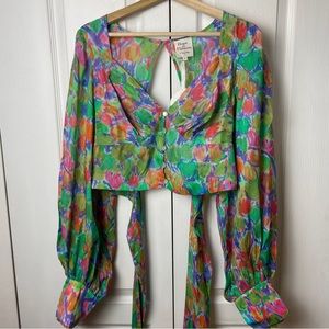 Floral Watercolour Cropped Bodice Blouse